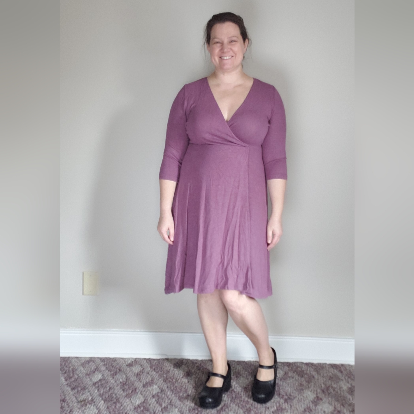 Torrid Faux Wrap Long Sleeve Sweater Dress Lilac Lightweight Cozy Size 0